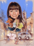 Шарж. Корзина, коробка, картонка и маленькая собачонка