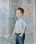 Детский портрет с чаем и конфетами
