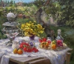 Натюрморт с самоваром и калиной