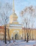 Адмиралтейство, закатное солнце, февраль