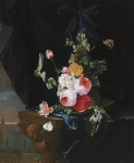 Рoзы на фоне синей бархатной драпировки. Карстиан Луйкс