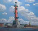 Жаркий день. На​ стрелке Васильевского острова у Ростральной колонны