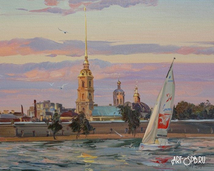 Вечерний парус у Петропавловки