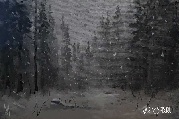 Ночной зимний лес