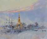 Петропавловская крепость в дымке