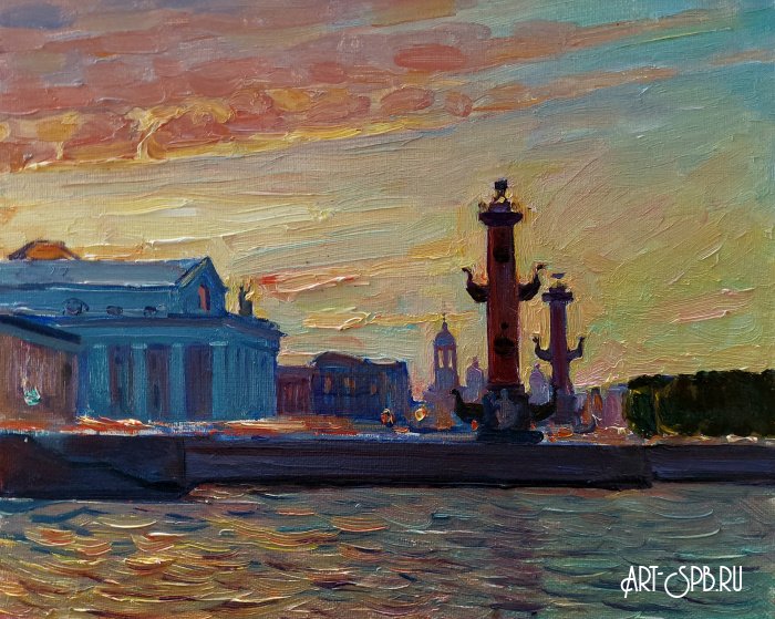 Летний вечер в Петербурге. Стрелка Васильевского острова Летний вечер в Петербурге. Стрелка Васильевского острова