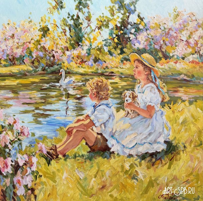 Лебедь на пруду Лебедь на пруду