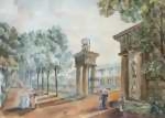 Царское село вид на Камеронову галерею и Фрейлинский садик 1820 Василий Садовников