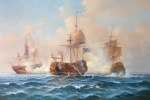 Бой русской эскадры с линейным кораблем Вахмейстер в 1719 году. Людвиг Рихард